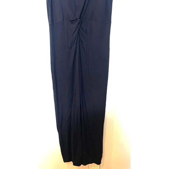 Tahari Navy Blue Sleeveless Maxi Dress With Front Knot Detail Size Medium - Picture 7 of 10